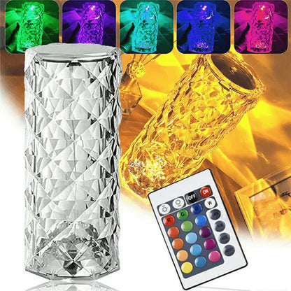 Crystal Table Lamp 16 Colors Changing with Remote Control Rechargeable LED Lighting Home Decor Touch Control Lamp