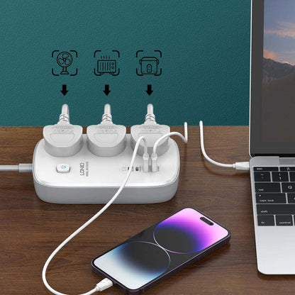LDNIO SC3416 65W Gan Ac Power Outlet Extension Socket Power Strip Extension Socket With 2 USB a and 2 USB C PD QC3.0