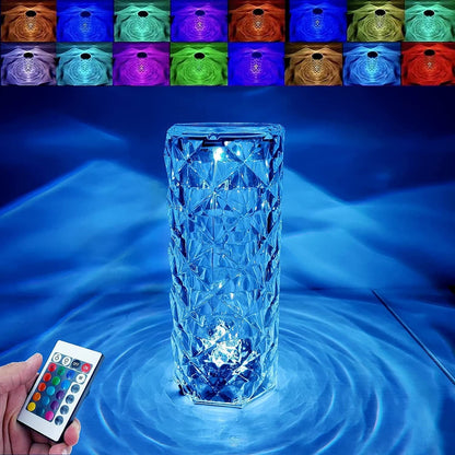 Crystal Table Lamp 16 Colors Changing with Remote Control Rechargeable LED Lighting Home Decor Touch Control Lamp