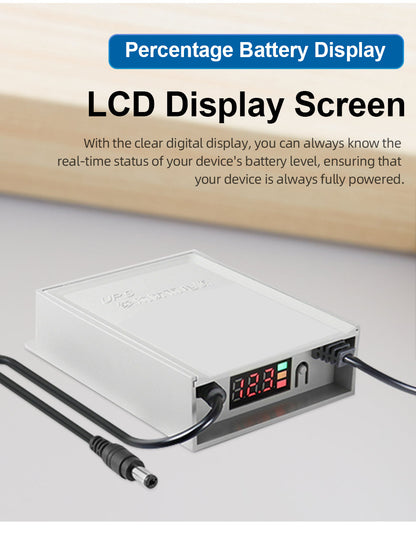 Compact 12V Mini UPS – 3600mAh Backup for Home & Office Devices